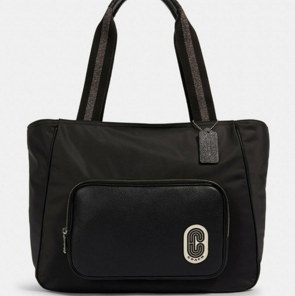 NEW WT COACH COURT BLACK NYLON SATCHEL TOTE - Picture 3 of 6